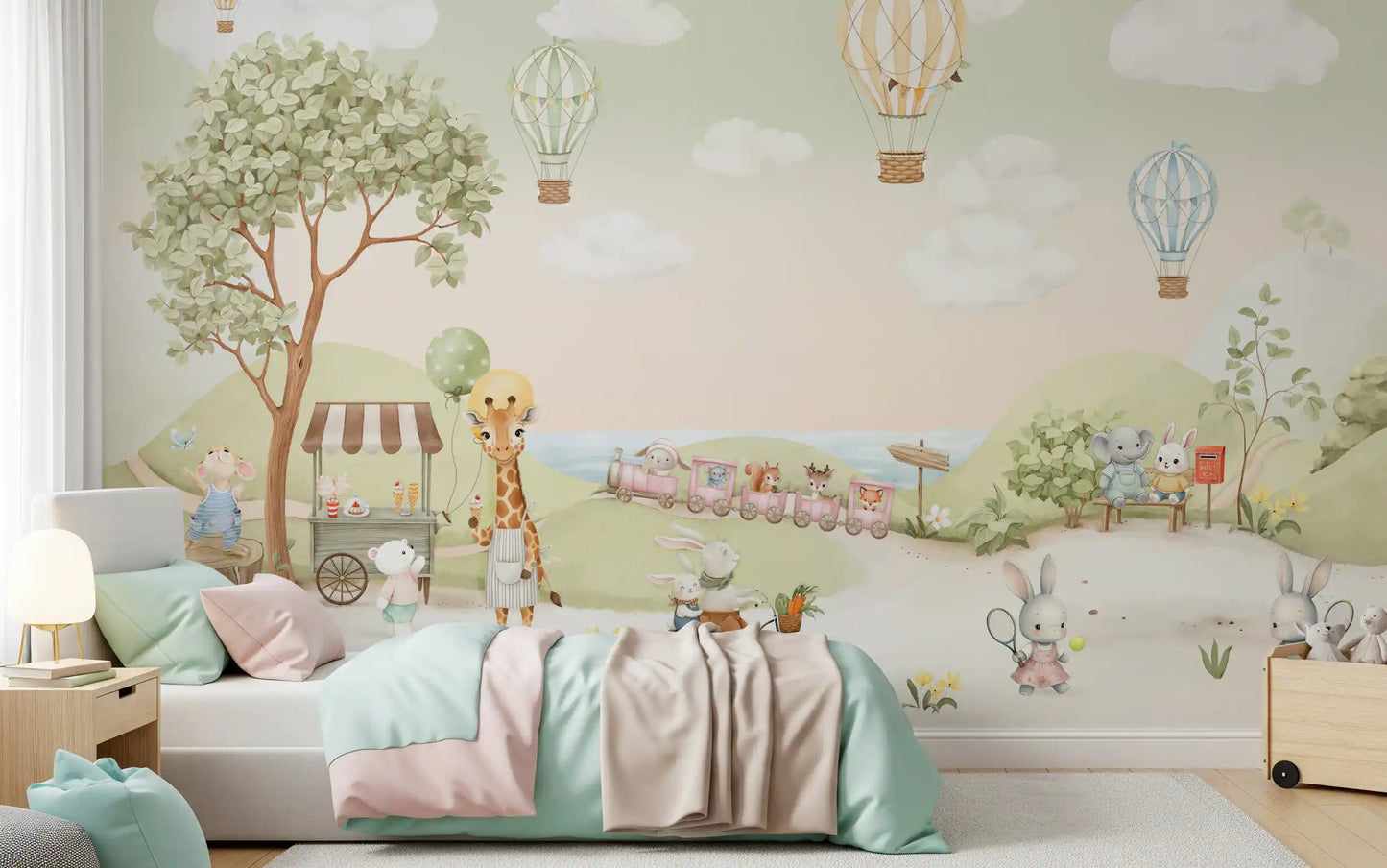 Whimsical Animal Adventure Wall Mural