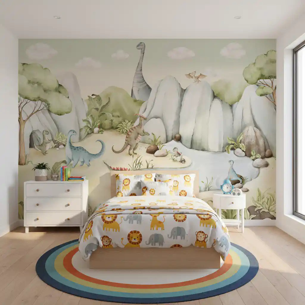 Aquarell Dino Welt Wandbild