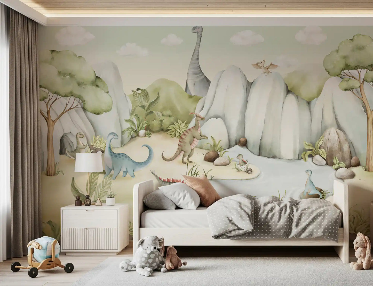 Aquarell Dino Welt Wandbild