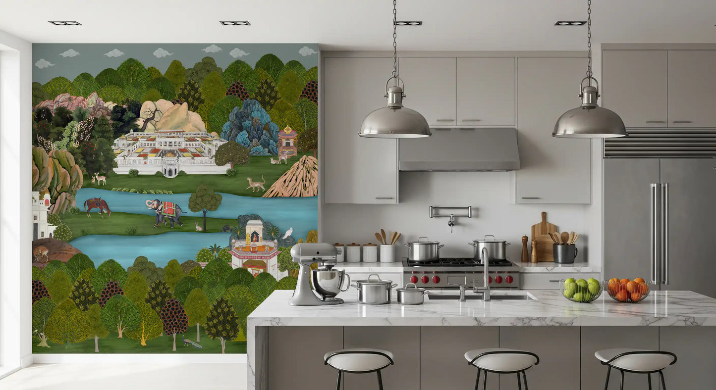 Fresque murale Paysage Oasis Moghole