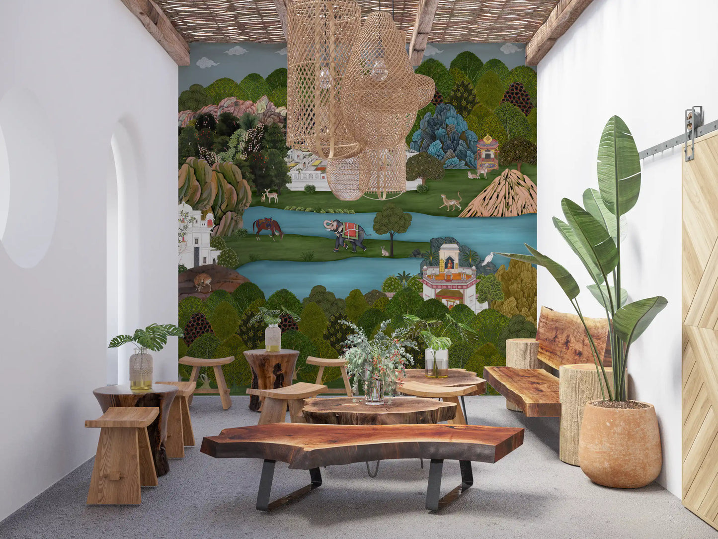 Fresque murale Paysage Oasis Moghole