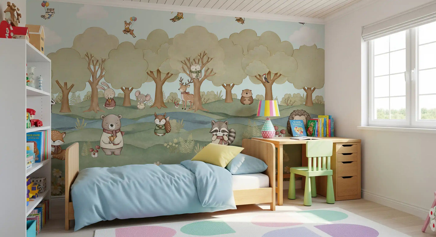 Whimsical Woodland Friends Wall Mural