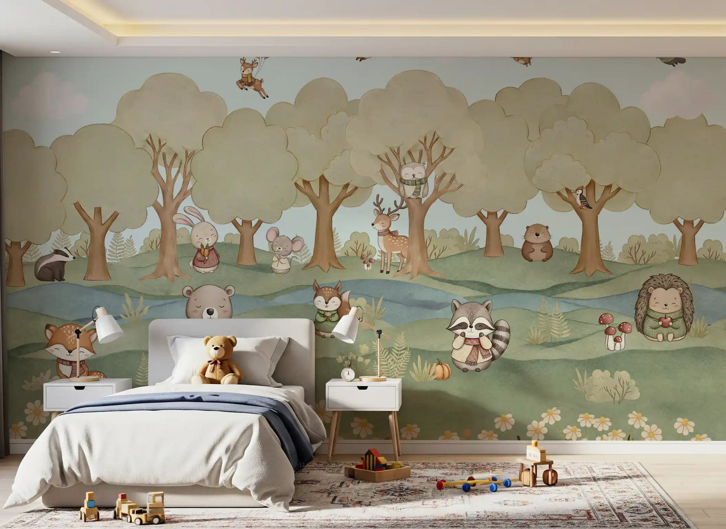 Whimsical Woodland Friends Wall Mural