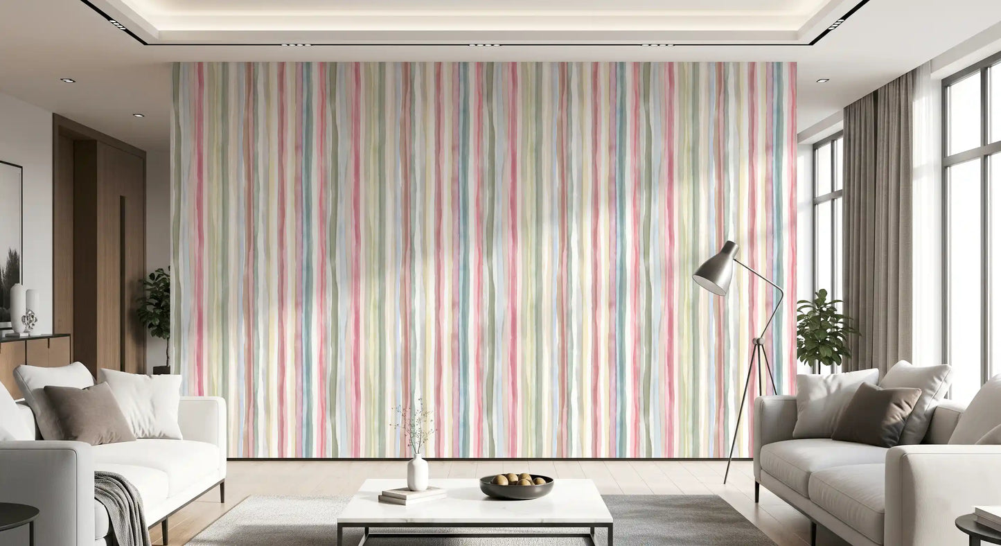 Watercolor Serenity Stripes Pastel Wallpaper⁠