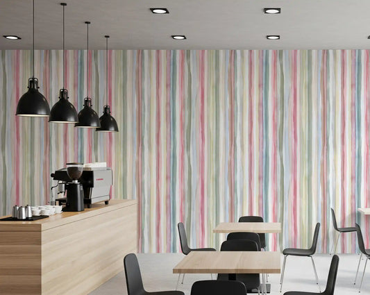 Café and restaurant around the Watercolor Serenity Stripes pastel wallpaper 