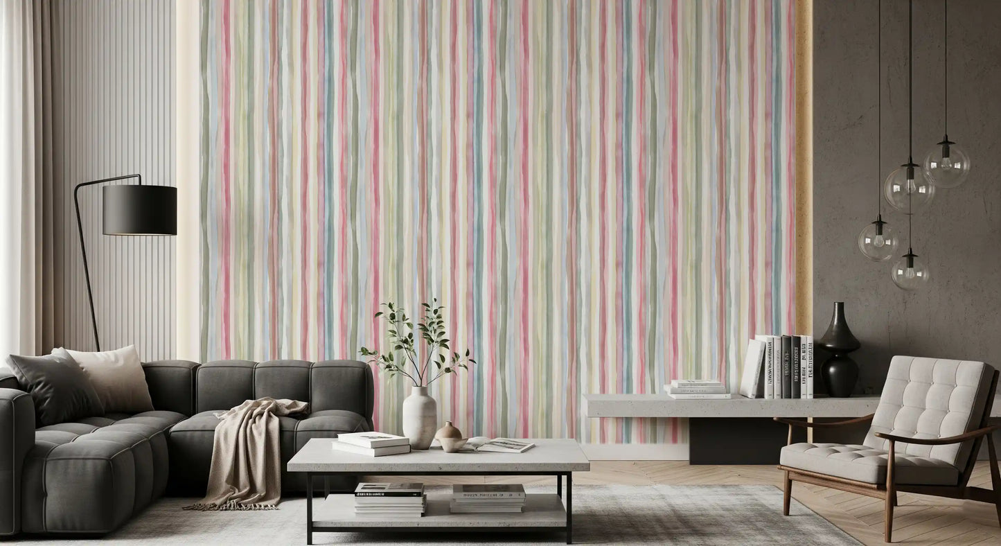 Watercolor Serenity Stripes Pastel Wallpaper⁠