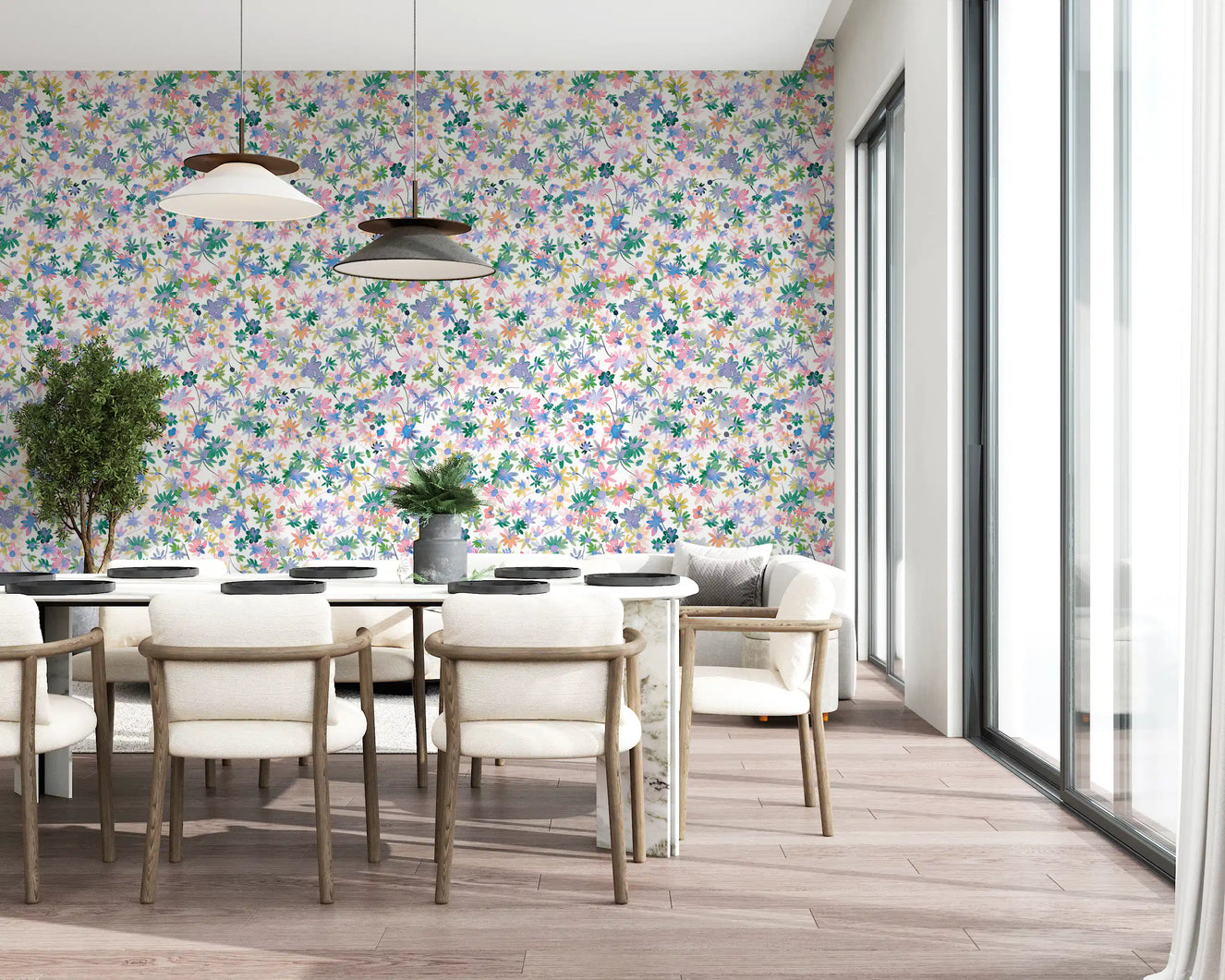 Drömska ängsblommor tapet