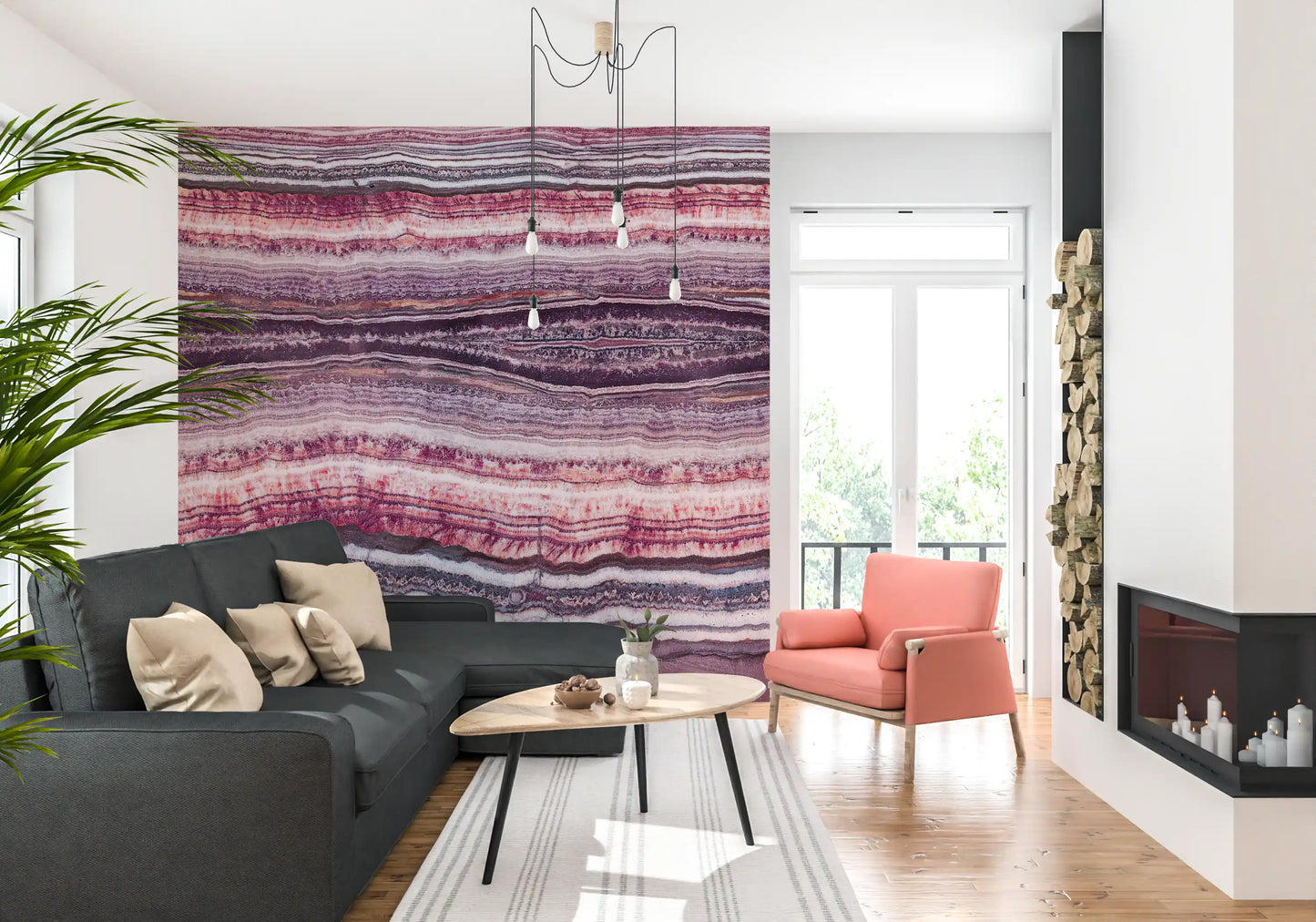 Crimson & Amethyst Strata Wandbild