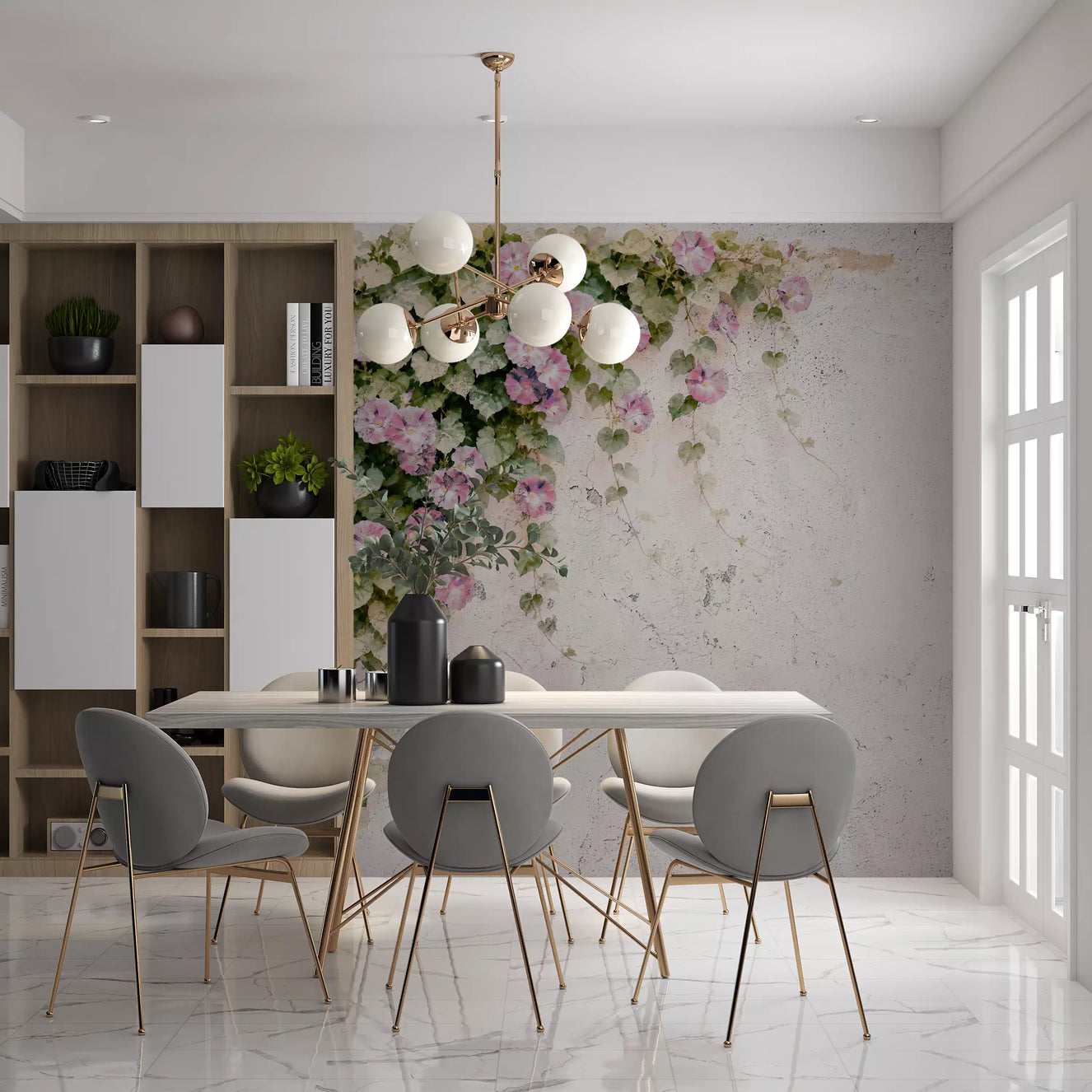 Blush Vines, Tapet mural cu farmec rustic