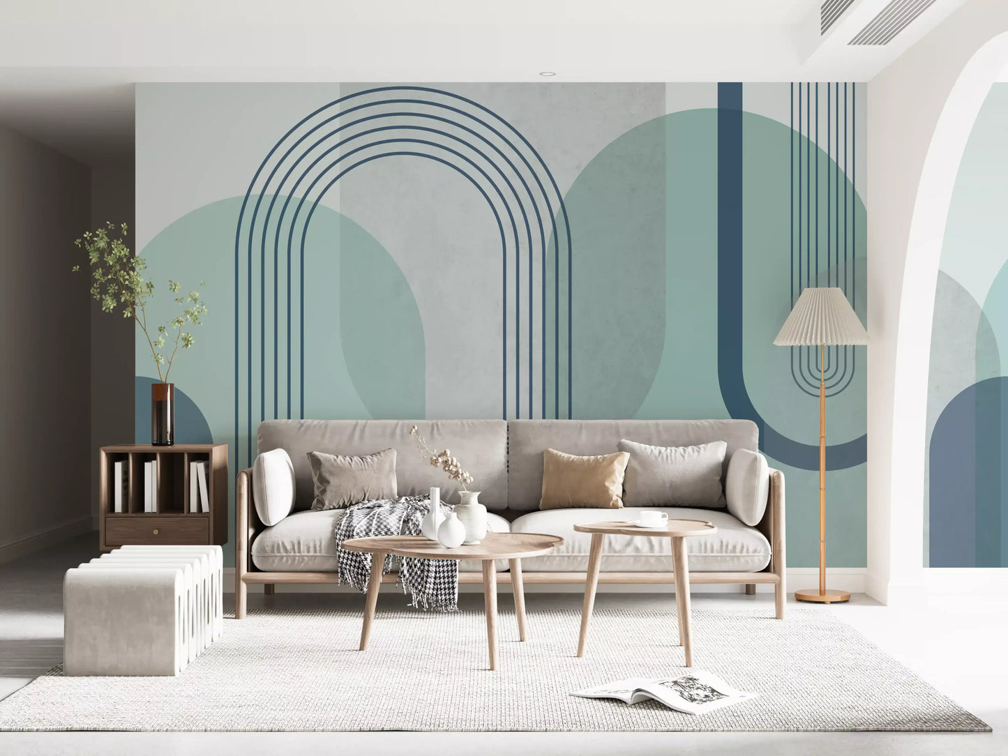 Modernist Blue Geometry Wall Mural