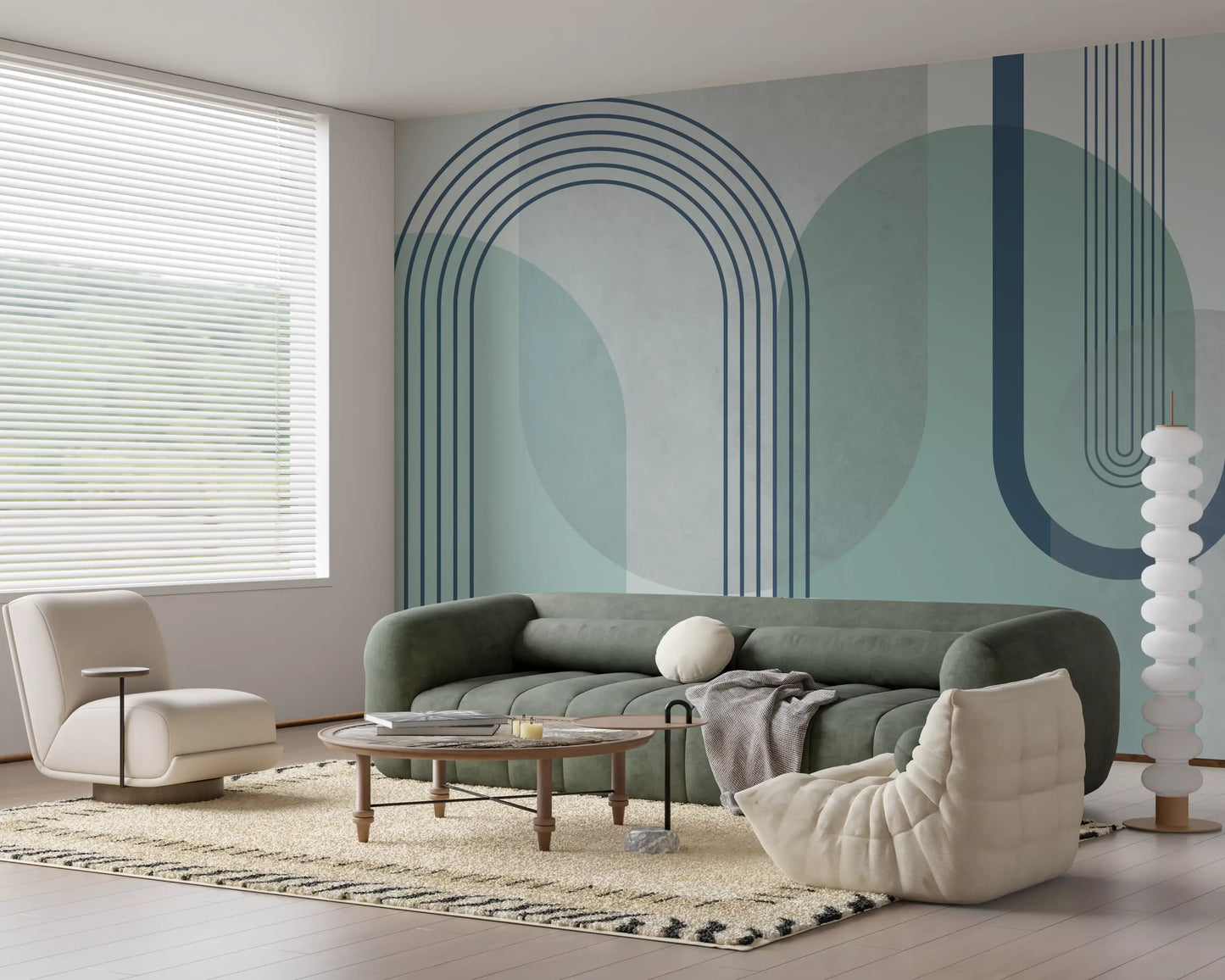 Modernist Blue Geometry Wall Mural
