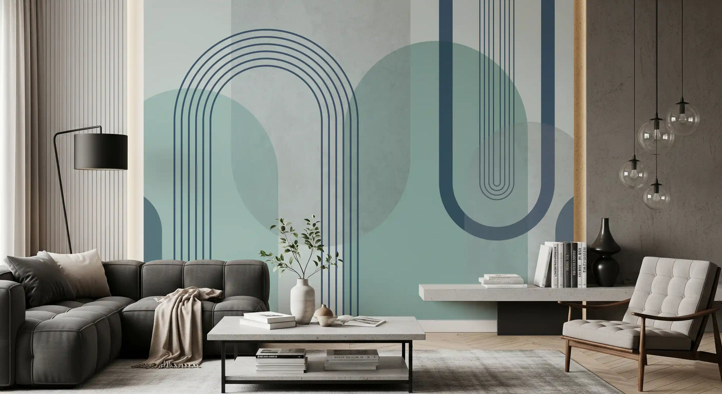 Modernist Blue Geometry Wall Mural
