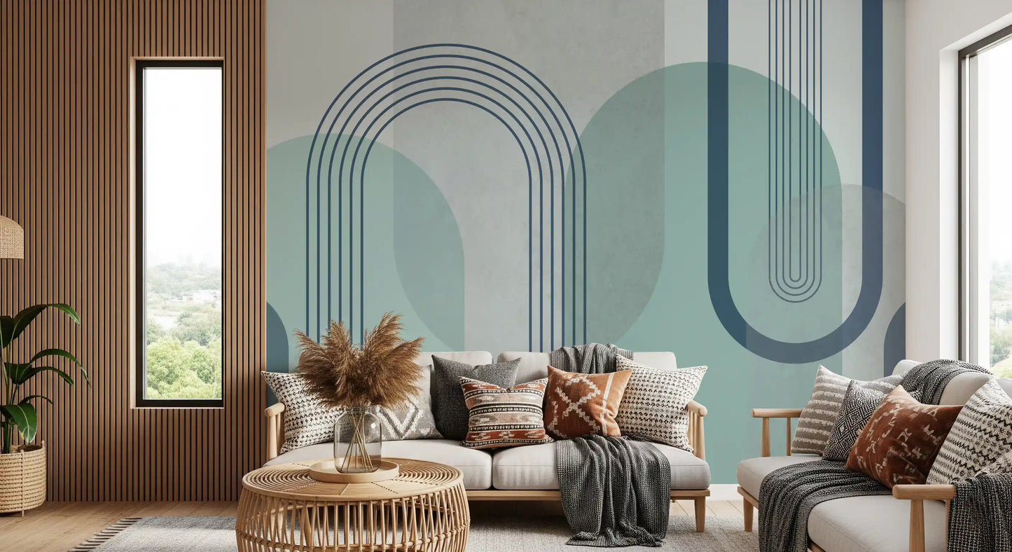 Modernist Blue Geometry Wall Mural