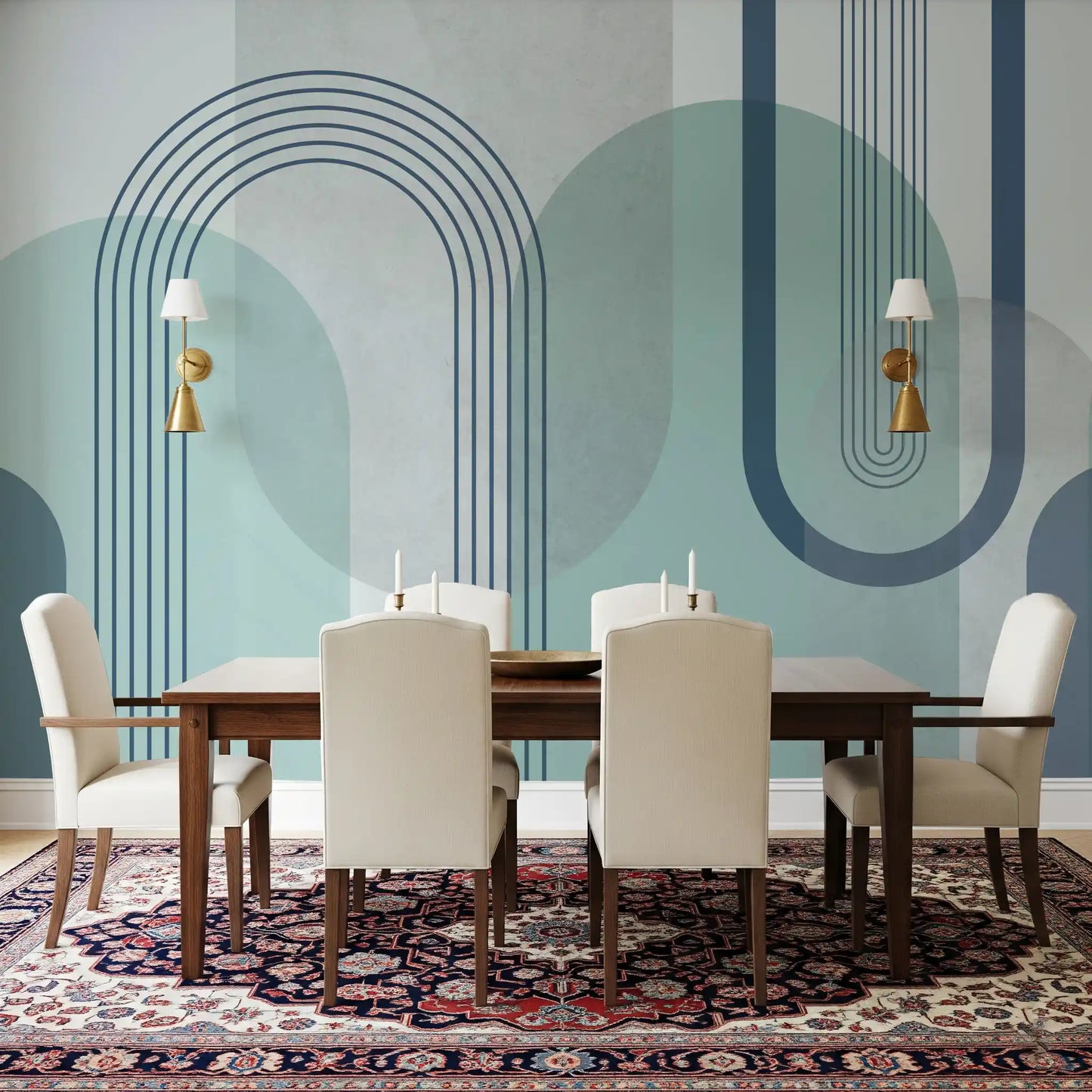 Modernist Blue Geometry Wall Mural