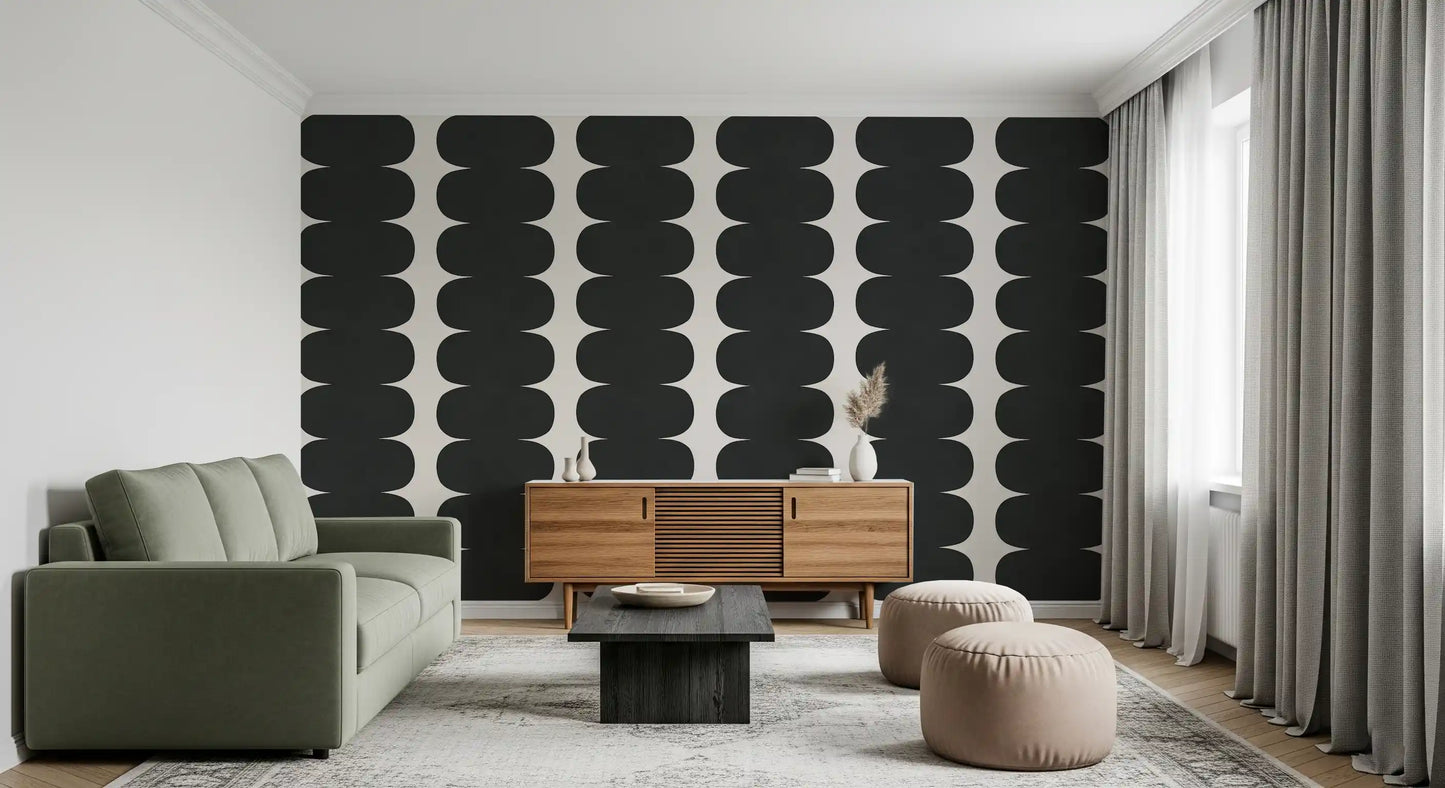 Minimalist Grey Wavy Columns Wall Mural
