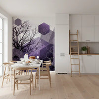 Hexagonal shapes overlap in varied opacities throughout the wall mural surface.