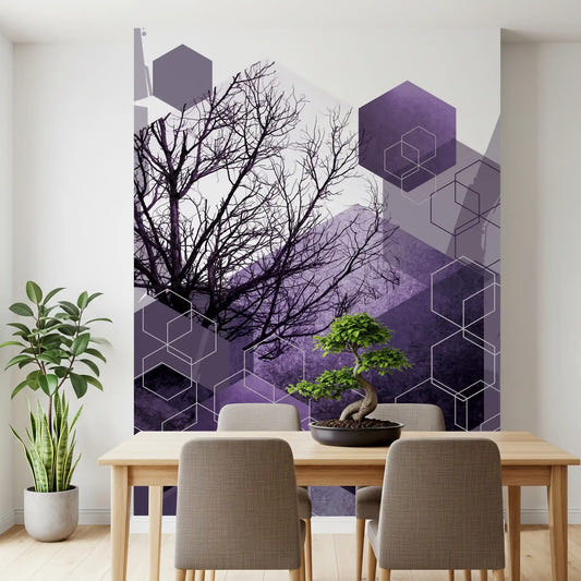 Dining room with Shadowed Geometry wall mural