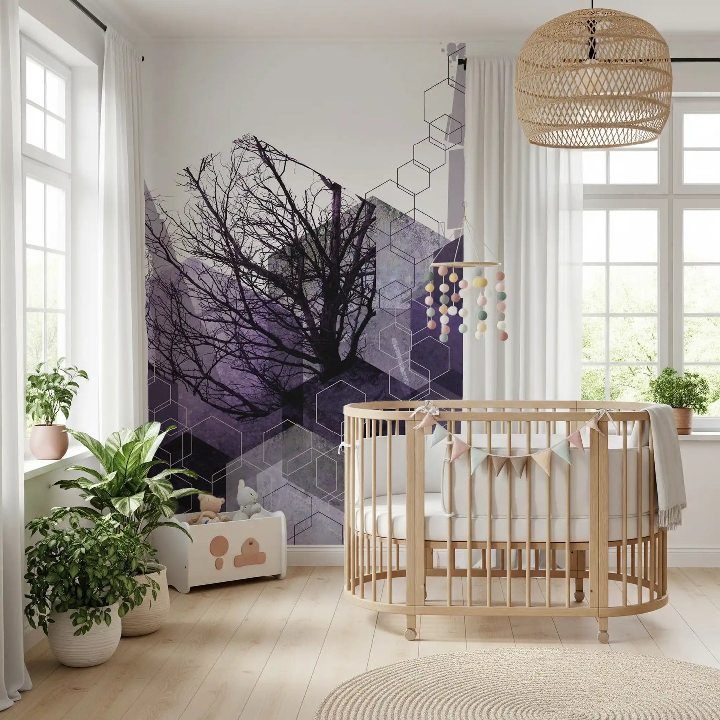 Geometryczna zasłona Arbor - mural ścienny