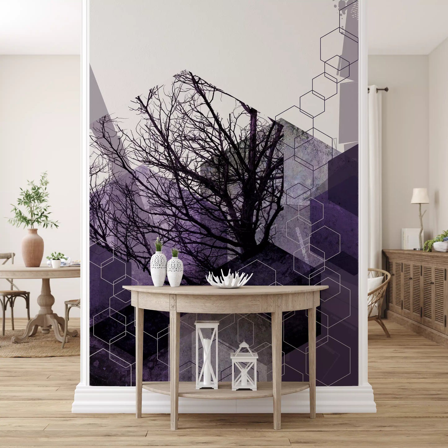 Geometryczna zasłona Arbor - mural ścienny
