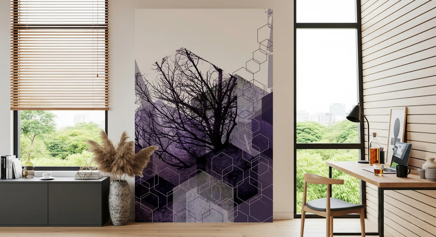 Geometryczna zasłona Arbor - mural ścienny