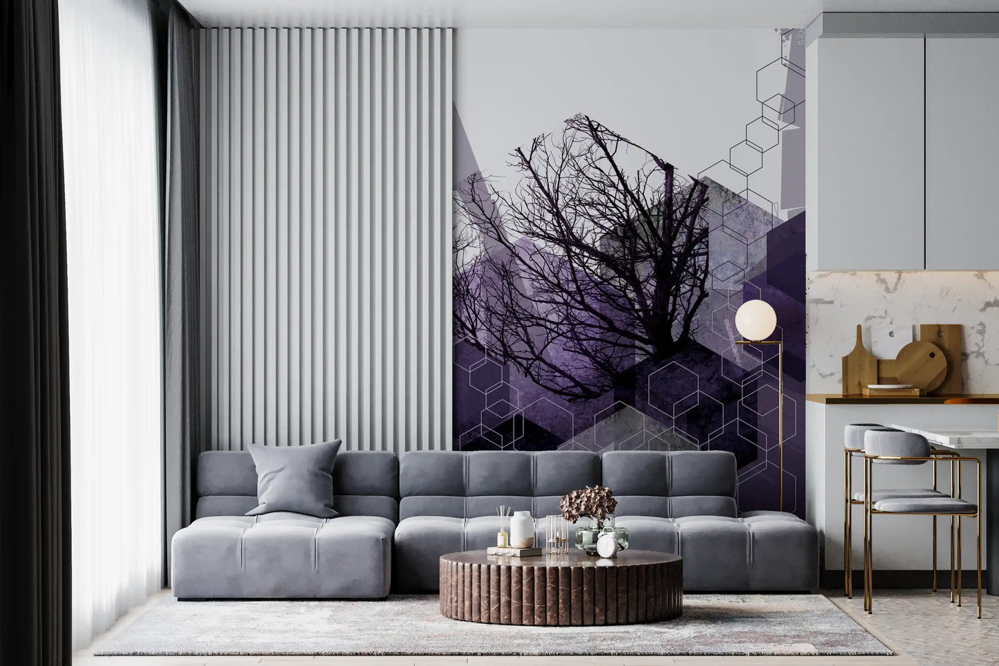Geometryczna zasłona Arbor - mural ścienny