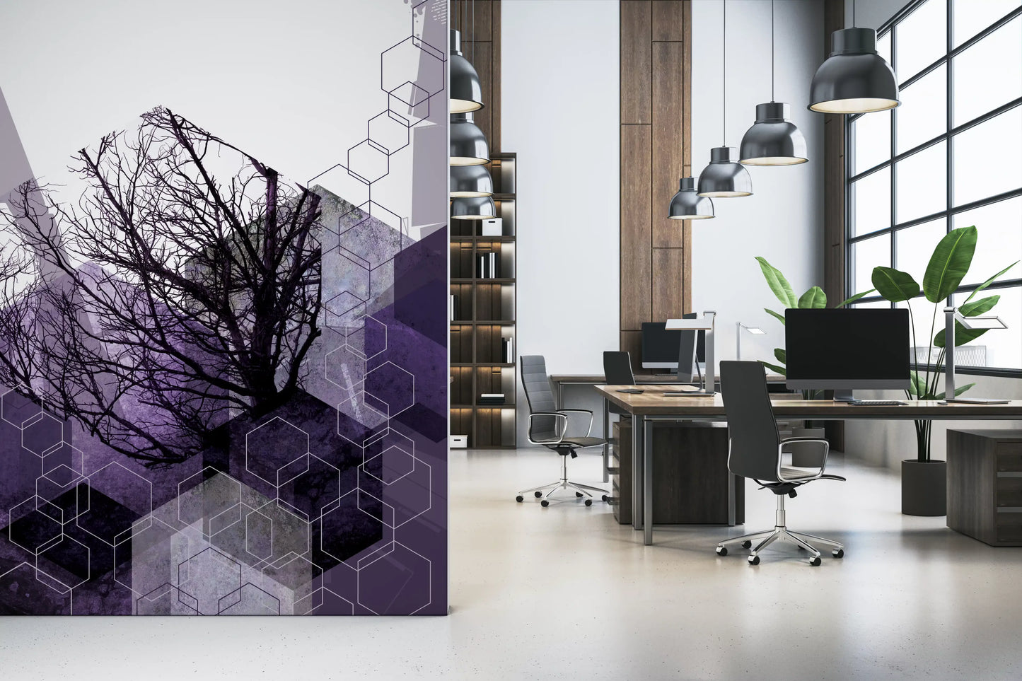 Geometryczna zasłona Arbor - mural ścienny