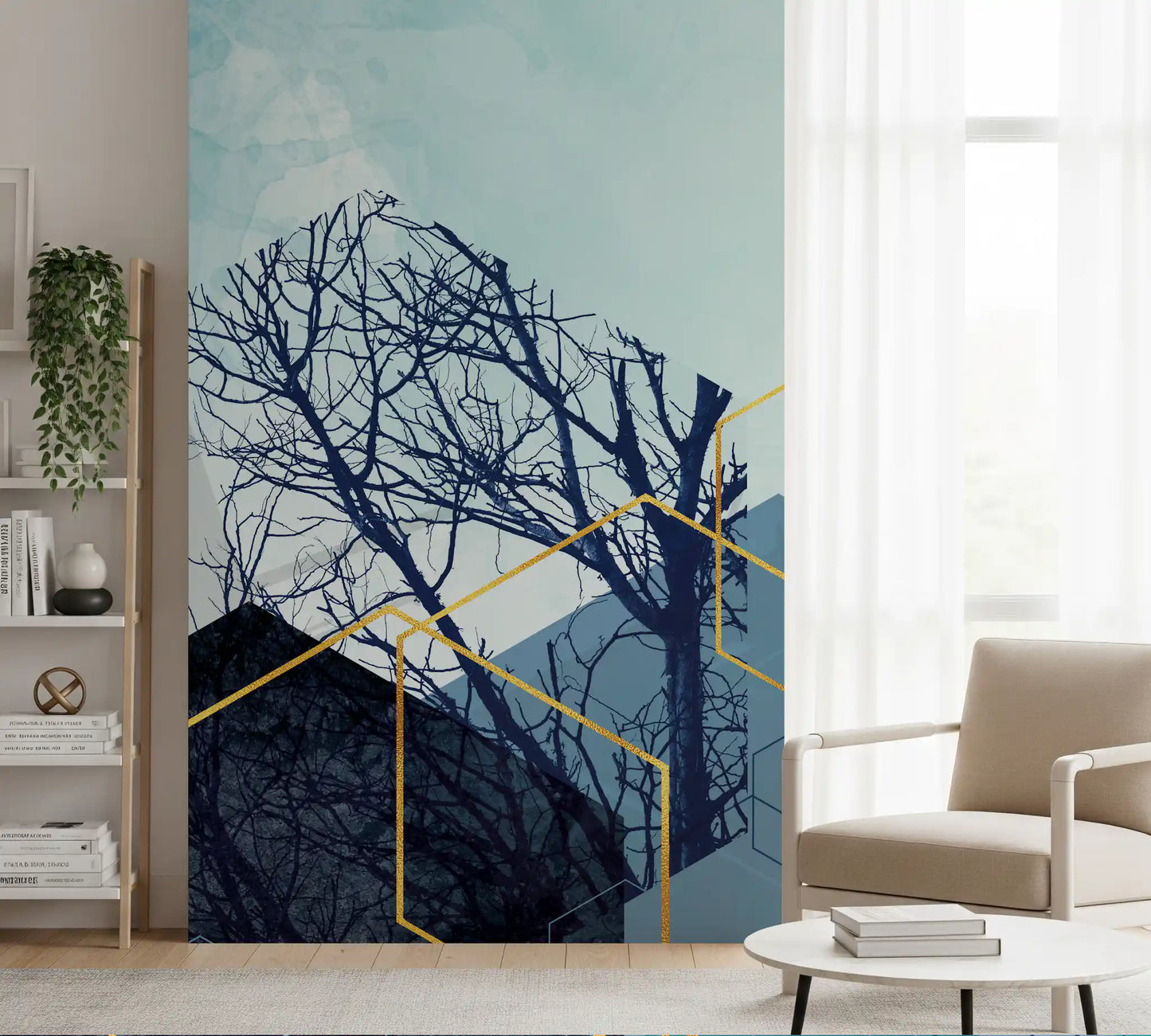 Tapet mural Geometrie Pădure Aurită