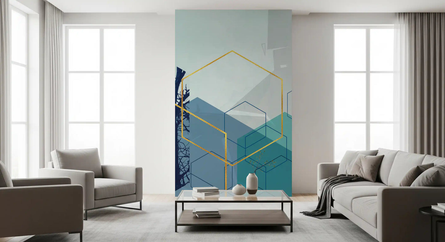 Tapet mural Geometrie Pădure Aurită