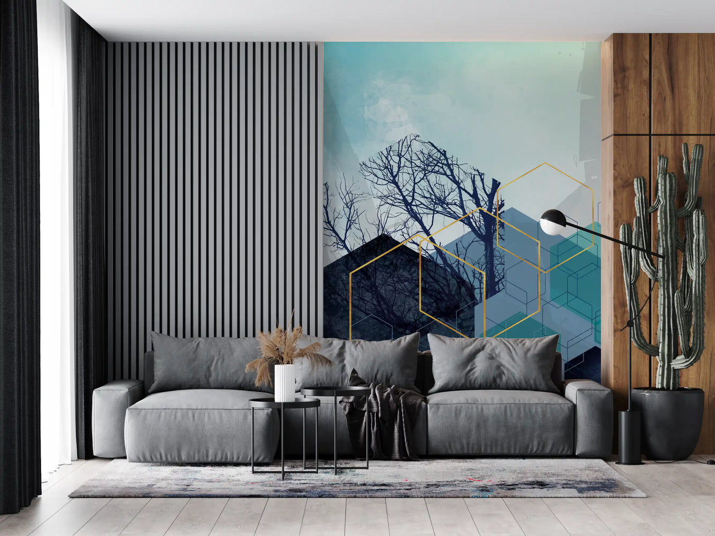 Tapet mural Geometrie Pădure Aurită