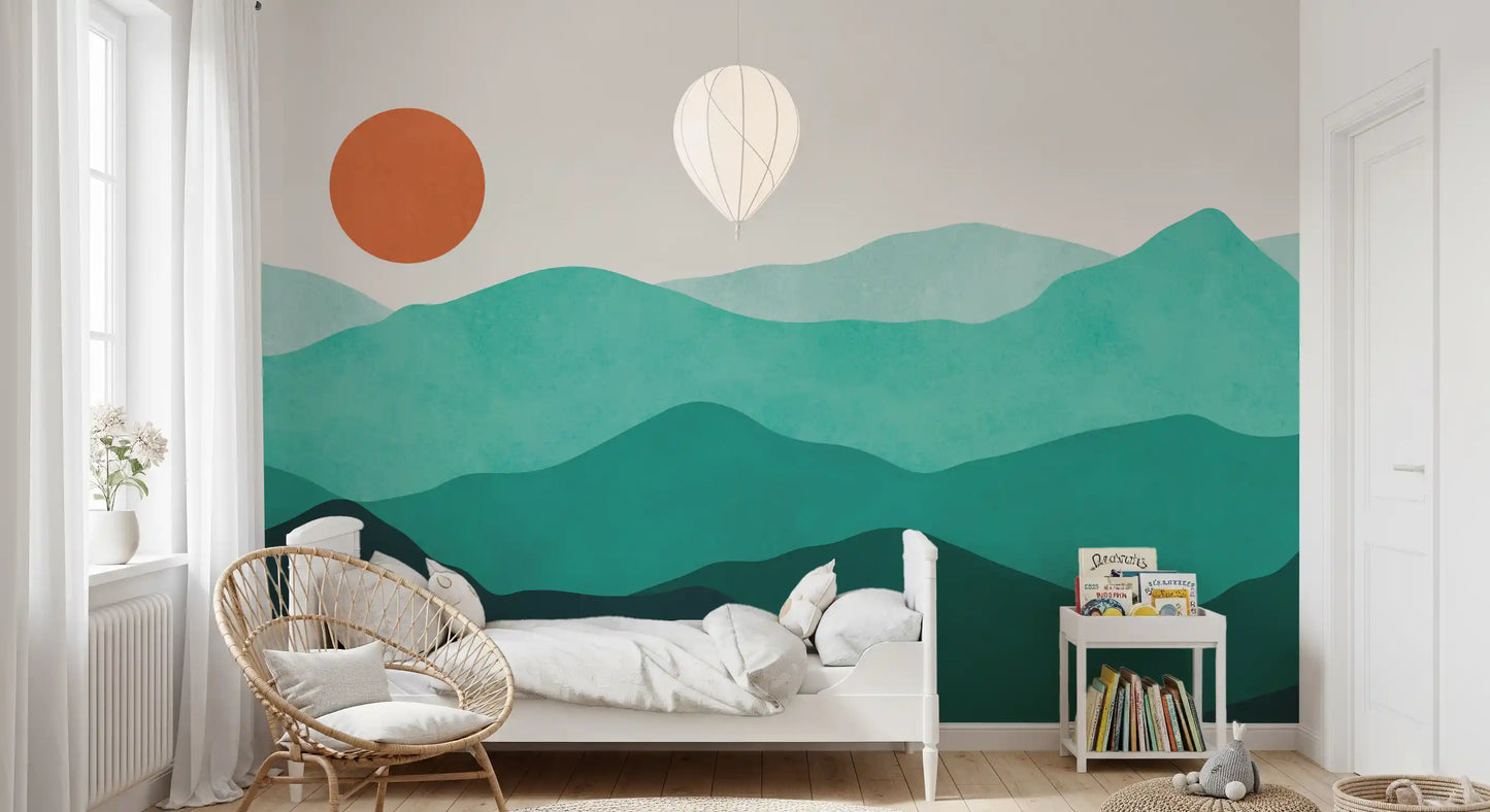 Teal Horizon Peaks veggmaleri