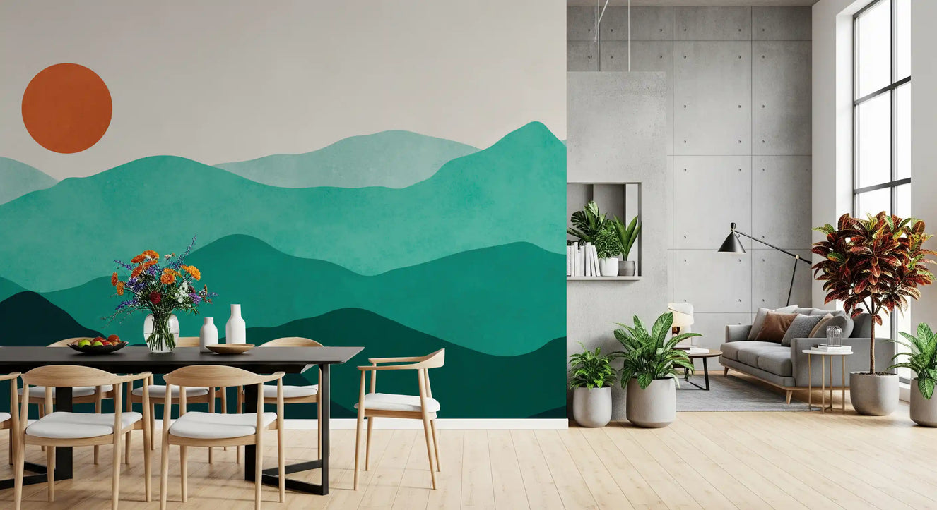 Teal Horizon Peaks Wandbild