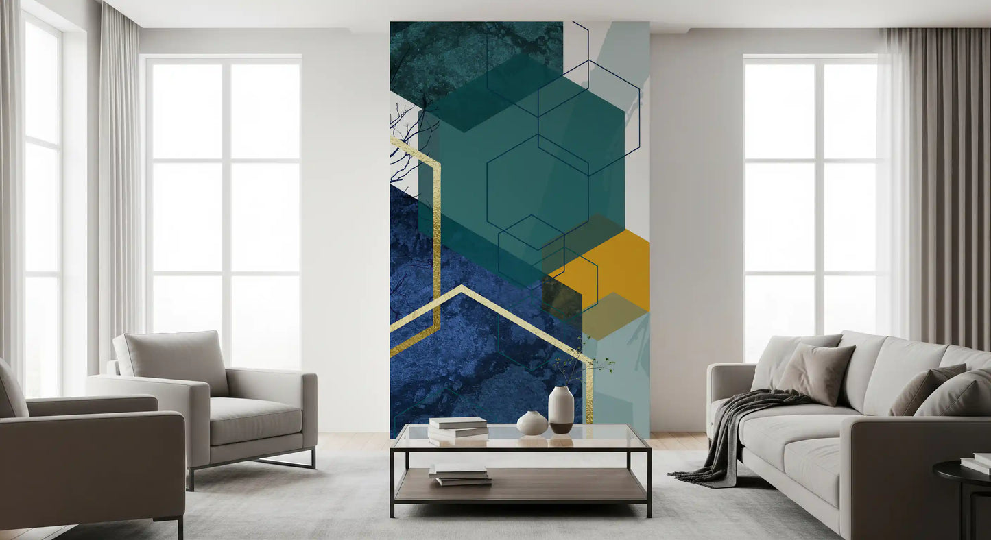 Goldener Zweig Geometrie Wandbild