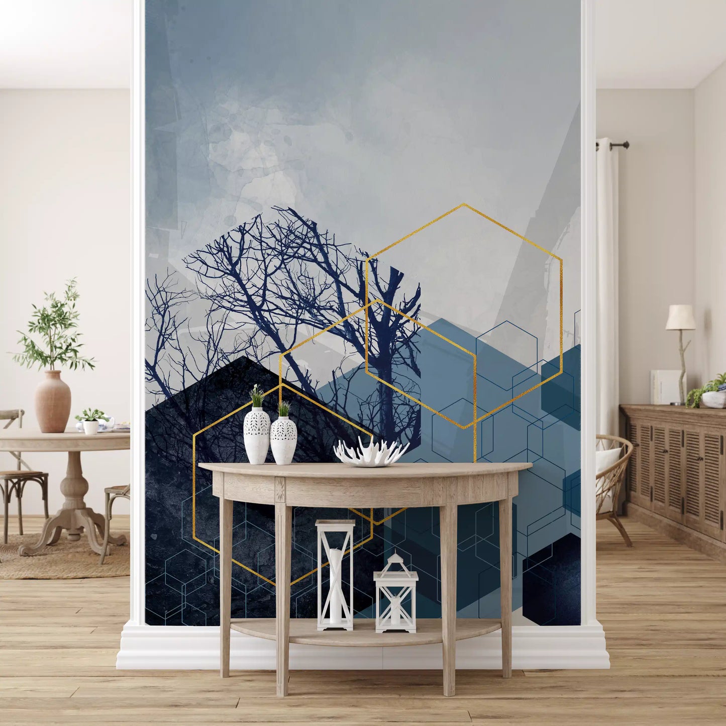 Geometrischer Waldschimmer 2 Wandbild