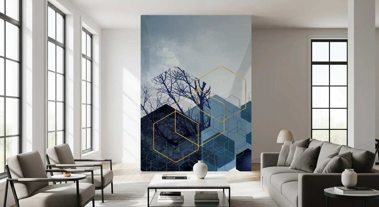 Geometrischer Waldschimmer 2 Wandbild