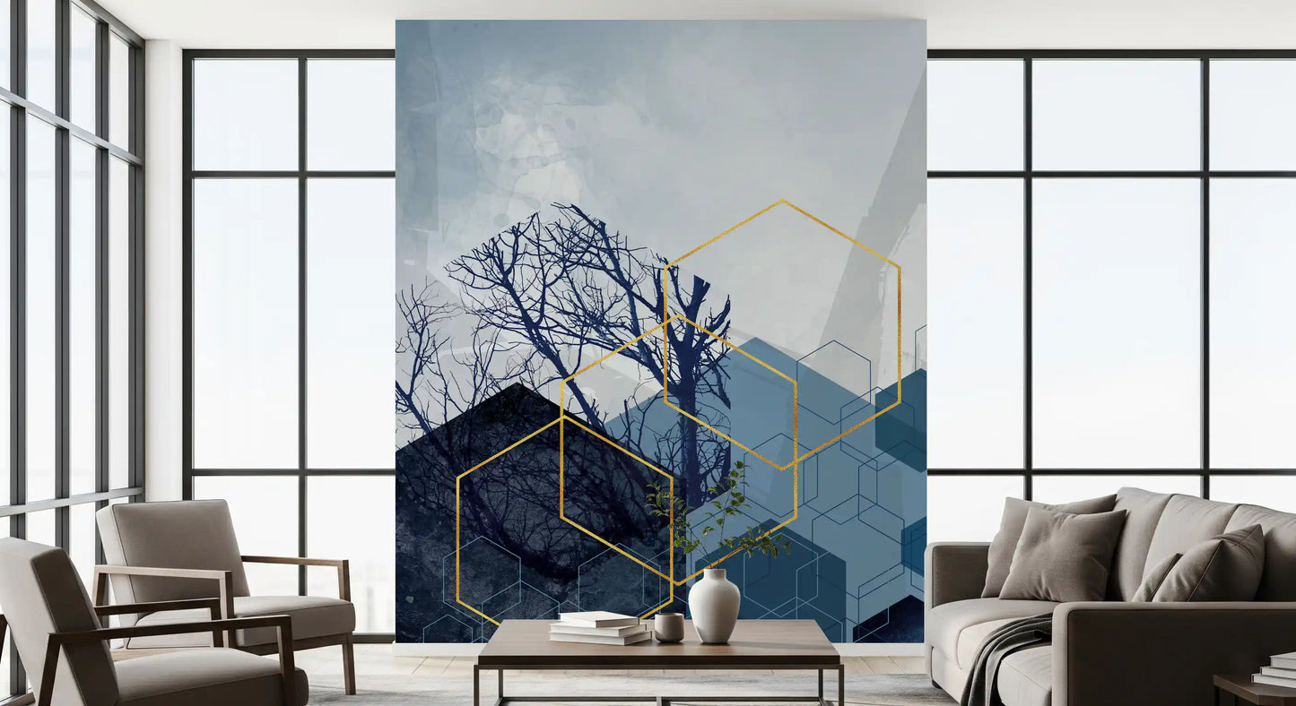 Geometrischer Waldschimmer 2 Wandbild