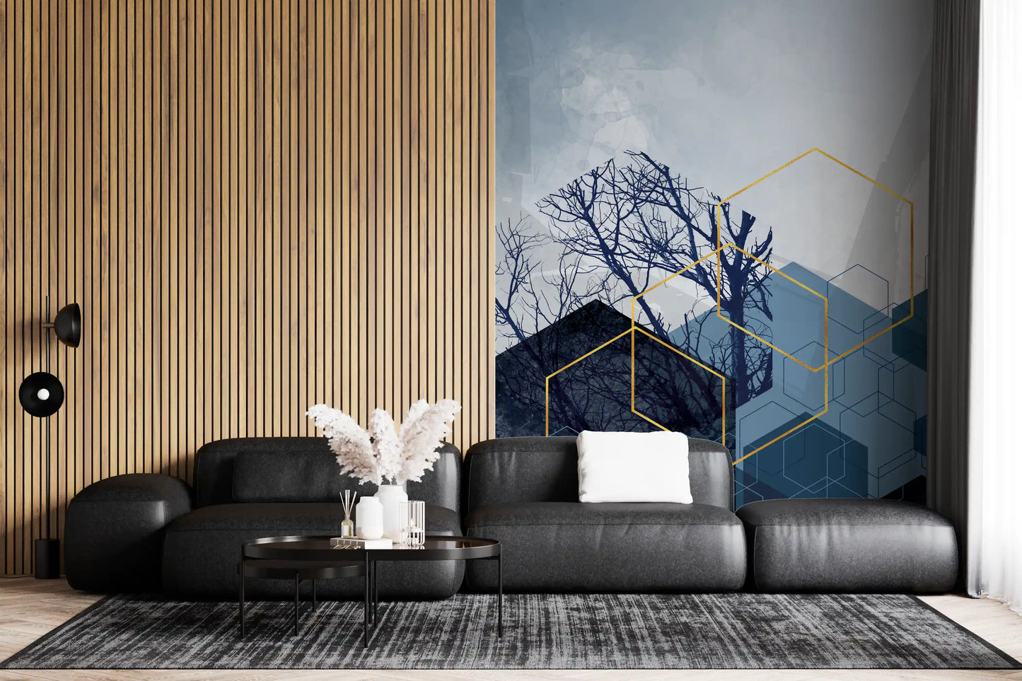 Geometrischer Waldschimmer 2 Wandbild