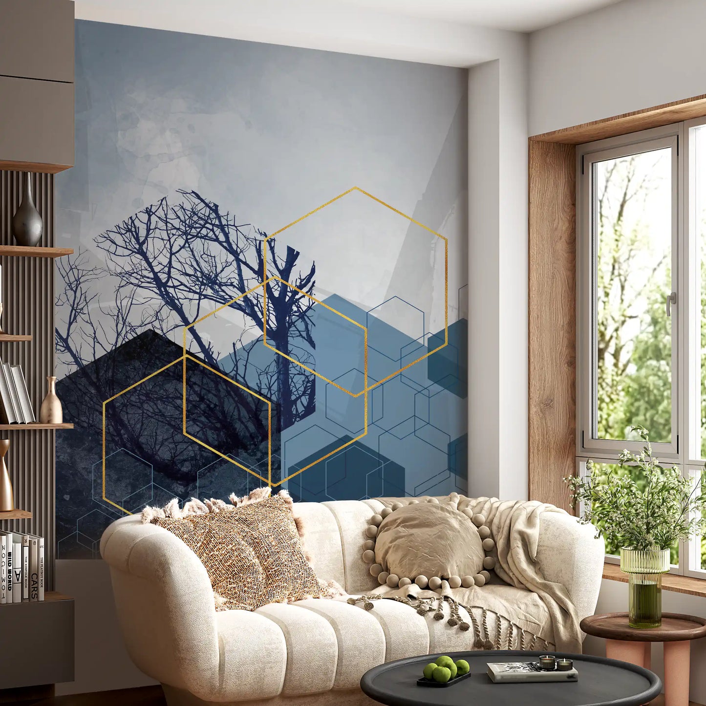 Geometrischer Waldschimmer 2 Wandbild