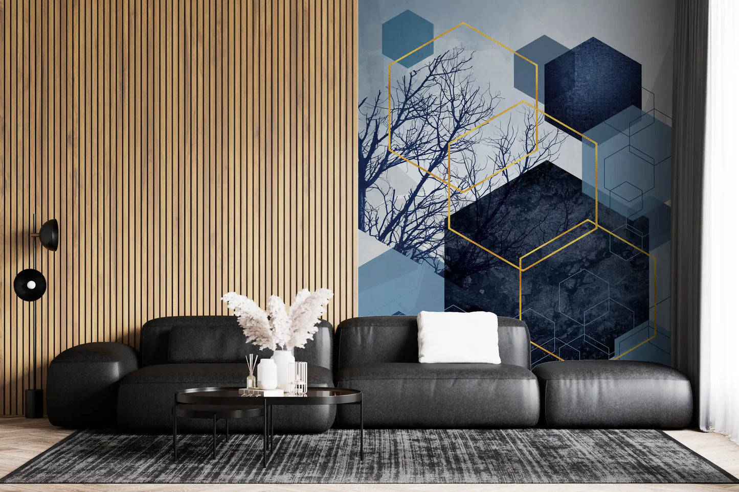 Papier peint panoramique Forêt Géométrique Scintillante