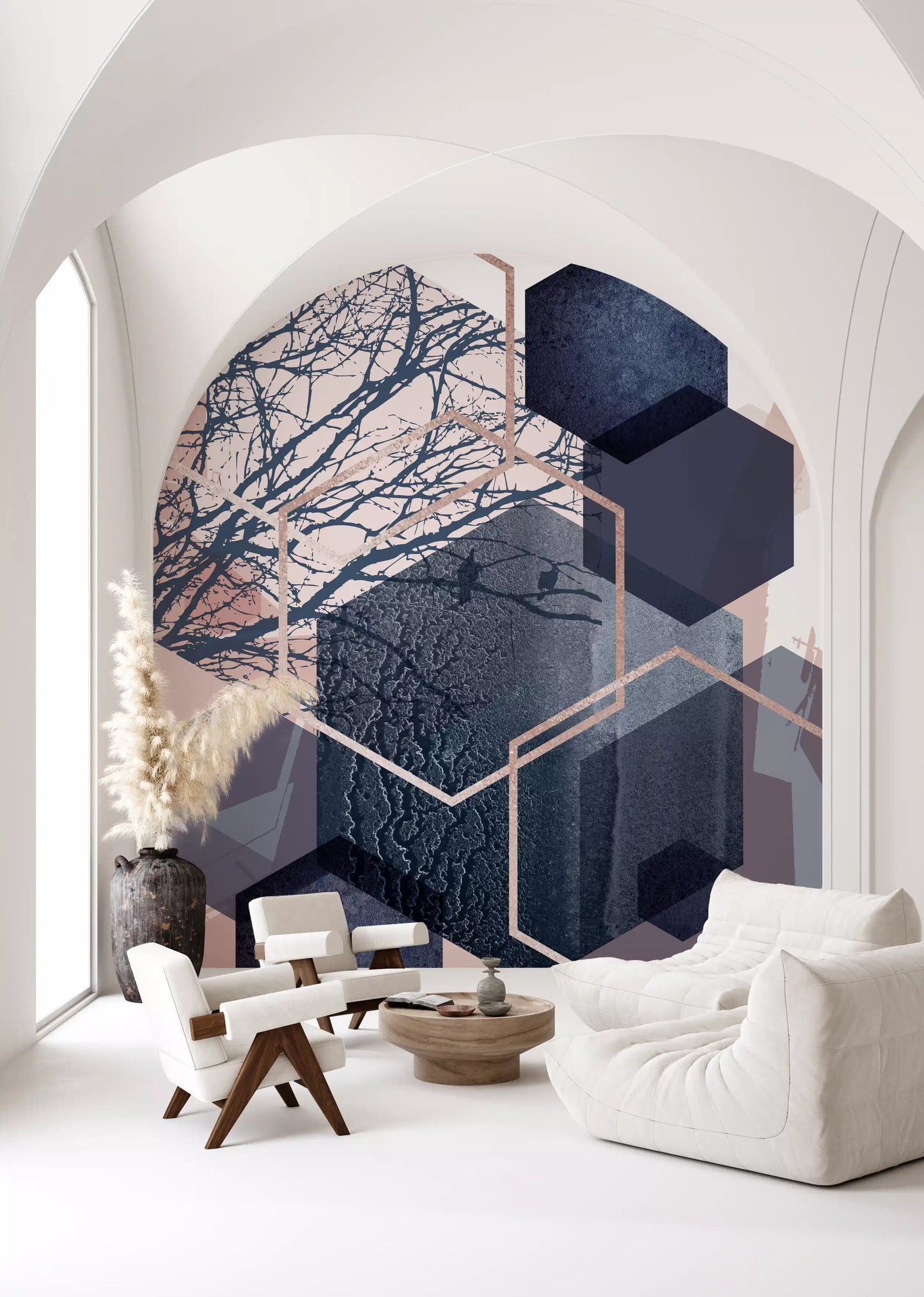 Geometrischer Waldflug Wandbild
