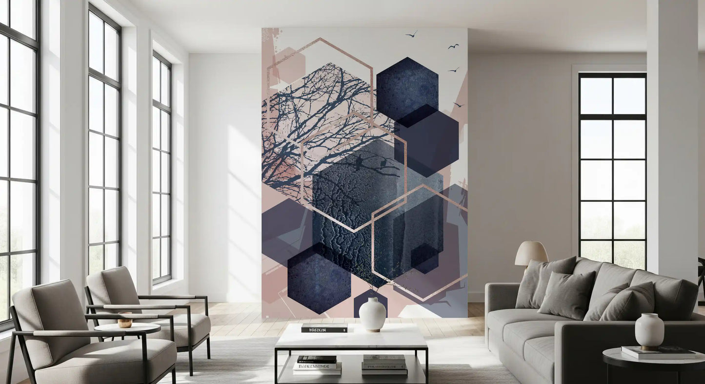 Geometrischer Waldflug Wandbild