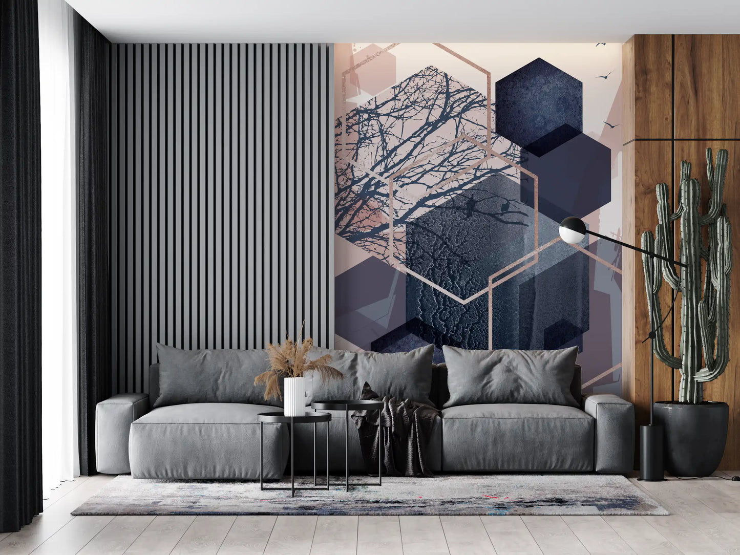 Geometrischer Waldflug Wandbild