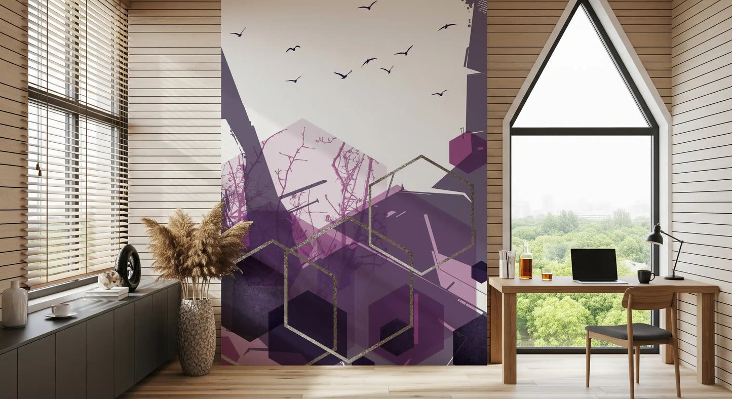 Cerul Ametist: Zbor Geometric 2 Murală de Perete
