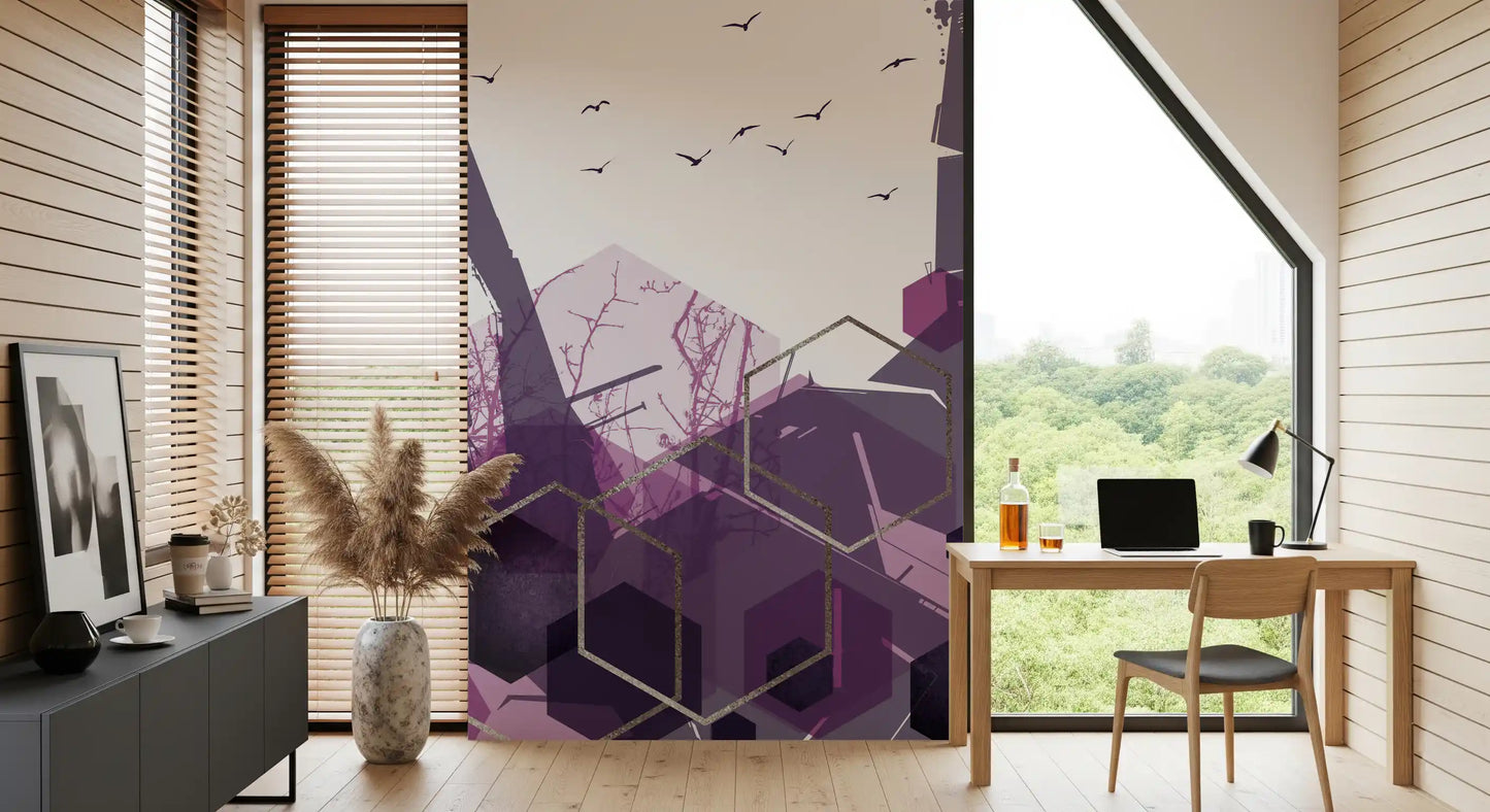 Cerul Ametist: Zbor Geometric 2 Murală de Perete