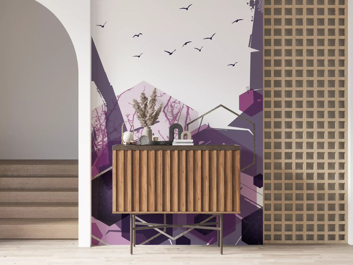 Cerul Ametist: Zbor Geometric 2 Murală de Perete