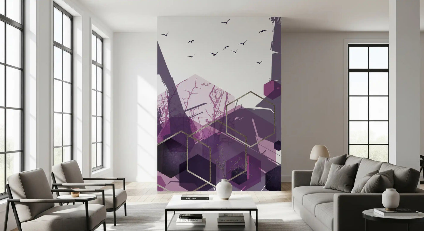 Cerul Ametist: Zbor Geometric 2 Murală de Perete