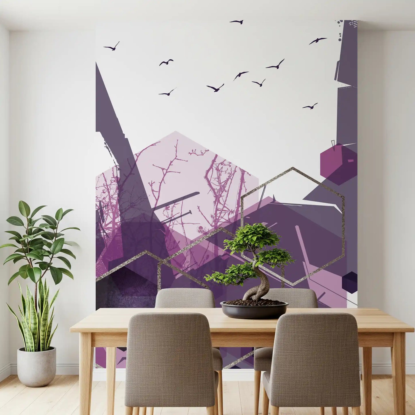 Cerul Ametist: Zbor Geometric 2 Murală de Perete