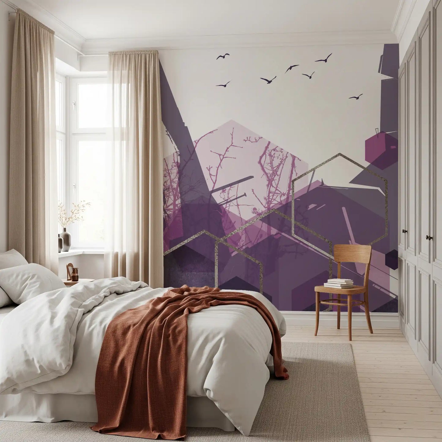 Cerul Ametist: Zbor Geometric 2 Murală de Perete
