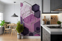 Purple of the Amethyst Sky wall mural shape a calm Kitchen and dining room layout