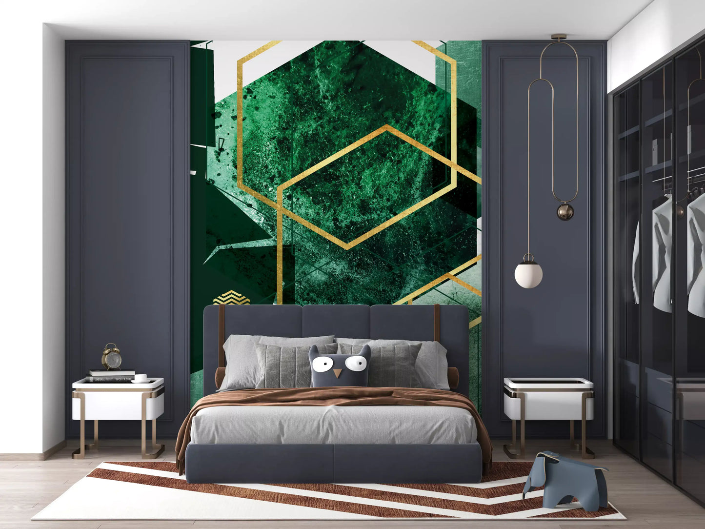 Verdant Hexagon Glamour Vægmaleri