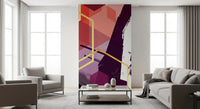 Living room  finished with the Bold Geometric Flow wall mural and warm hex tones